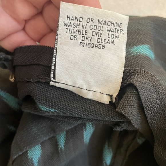 Vintage 90s Las Manos Handwoven Dress Women Small Black Teal Cotton Modest Midi - Picture 8 of 12